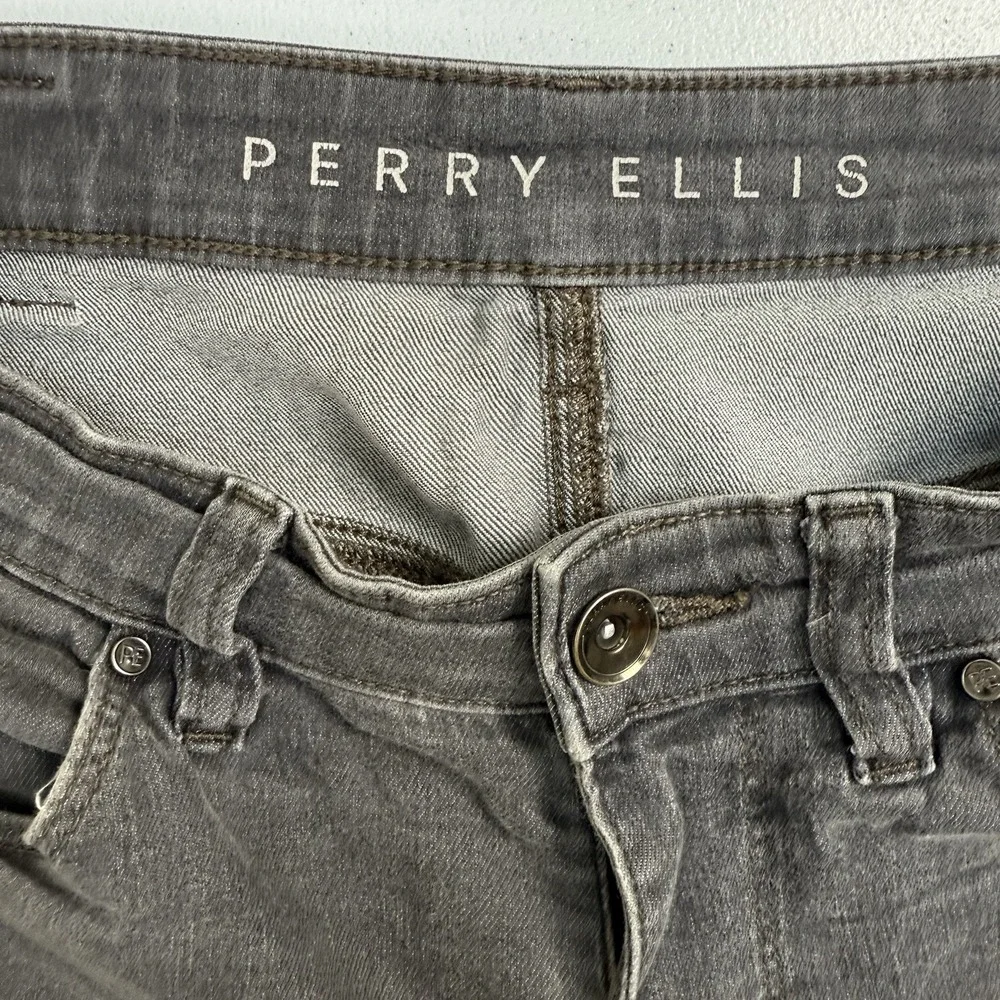 Perry Ellis Skinny Fit Stretch Jeans Men's 30x30 Gray Cotton Blend Low Rise